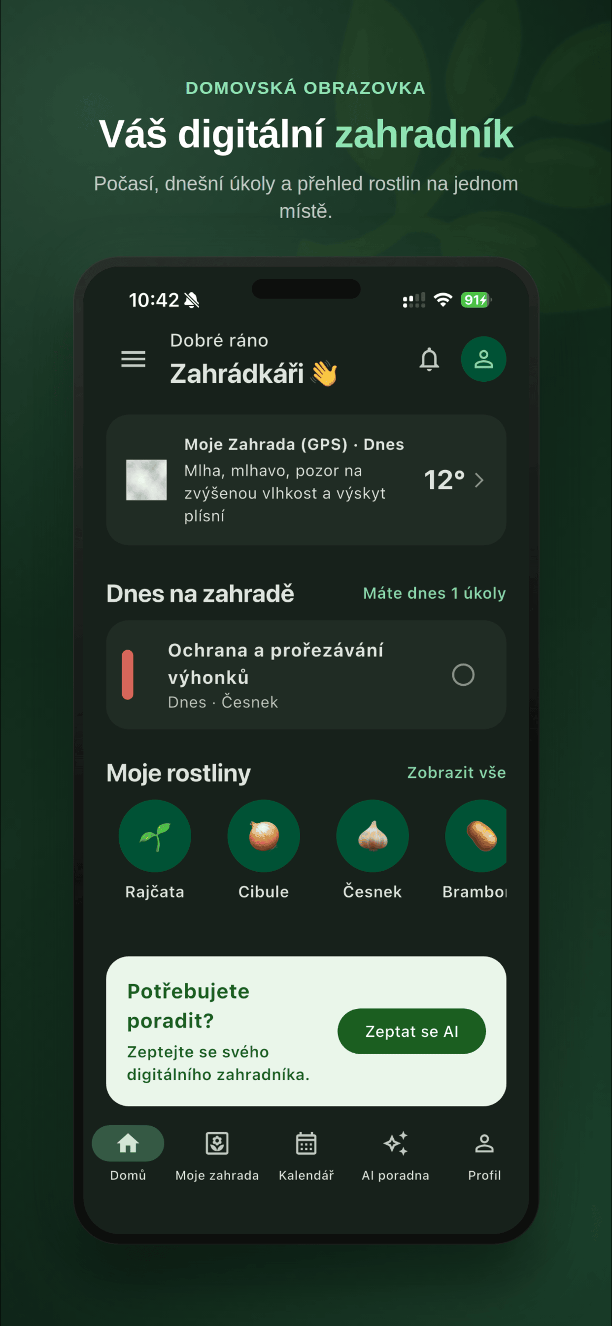 Aplikace Zahrádkář Domů